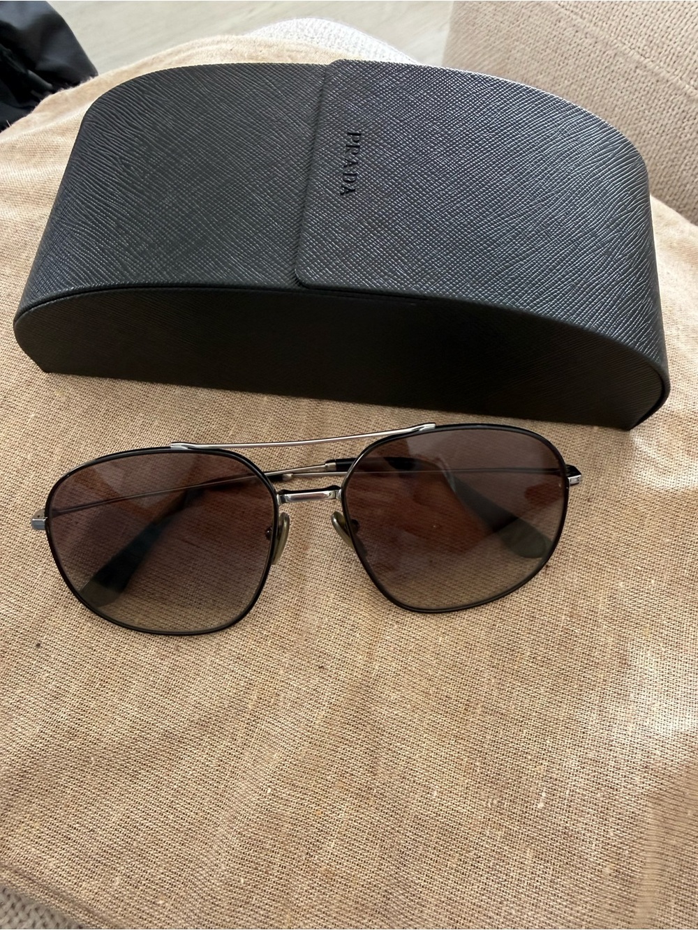 Prada Brown Lens Black Frame Sunglasses